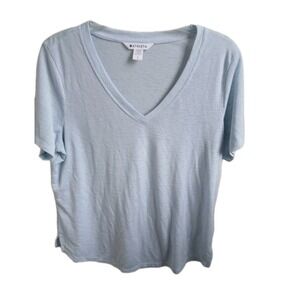 Athleta Women's Tencel Moral Blend Athleisure V Neck T Shirt Baby Blue Large